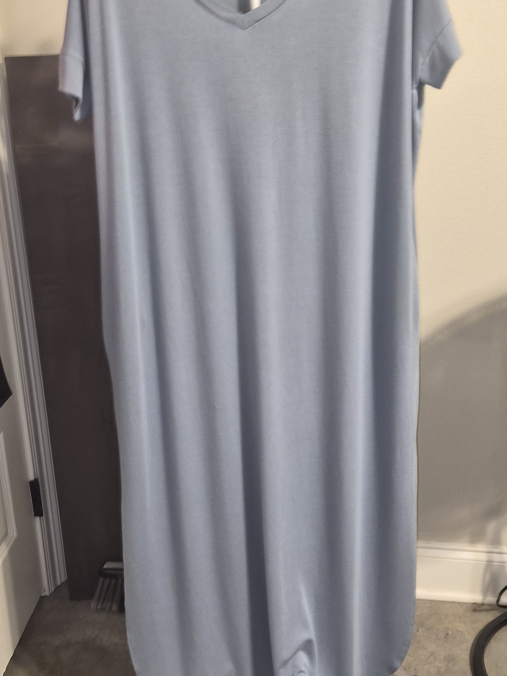 Zenana Outfitters Soft V-Neck Maxi Dress in Light Blue